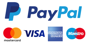 Pagamenti sicuri con: PayPal, Mastercard, Maestro, American Express, Visa